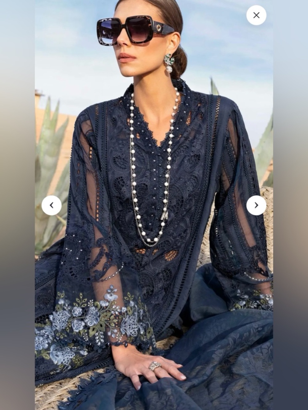 Embroidered luxury Maria B lawn dress suit - Picture 4 of 14